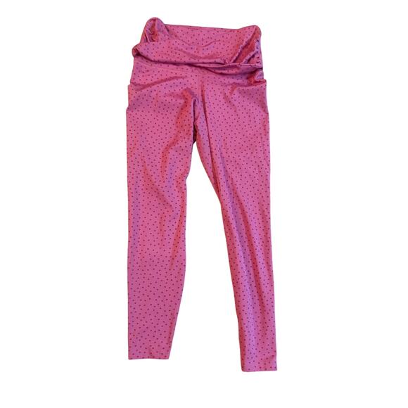 Nike Dri-Fit Women's Leggings Medium Pink Polka Dot Stretch Athletic Yoga Pants - Picture 1 of 8
